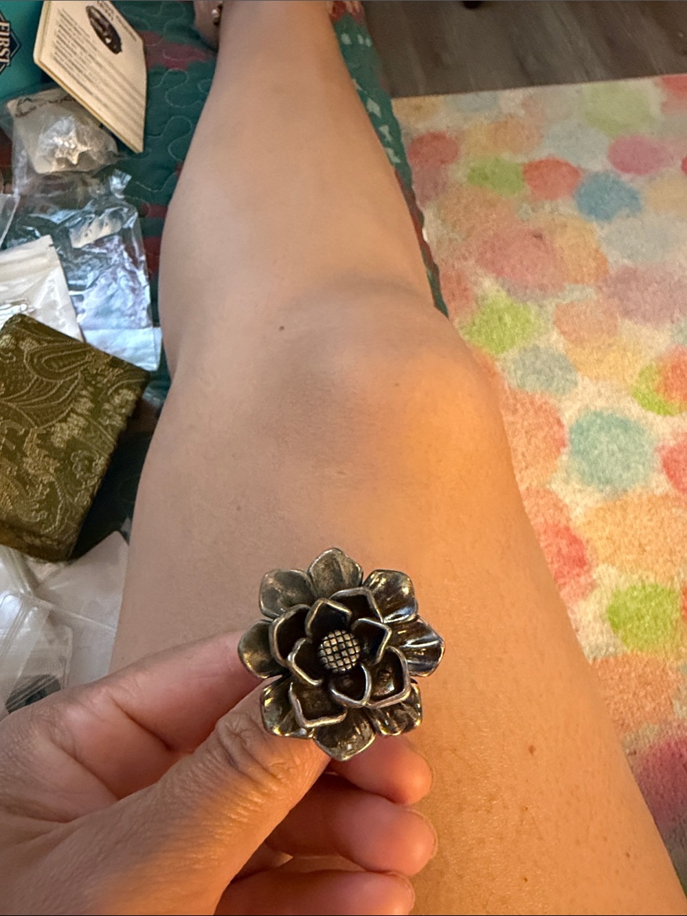 Handcrafted Silver Flower Cocktail Ring - Statement Floral Ring in Silver